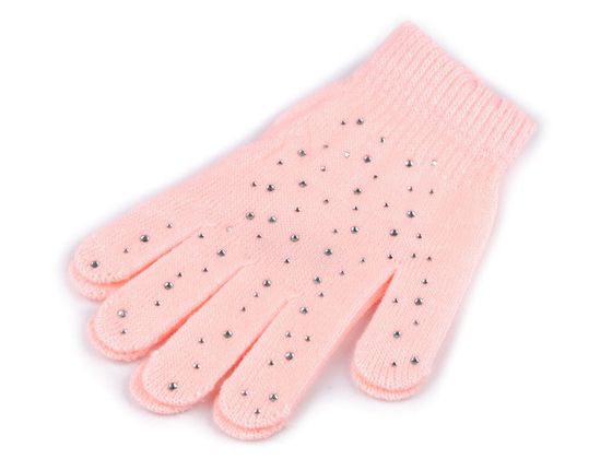 Dámske / dievčenské pletené rukavice s kamienkami