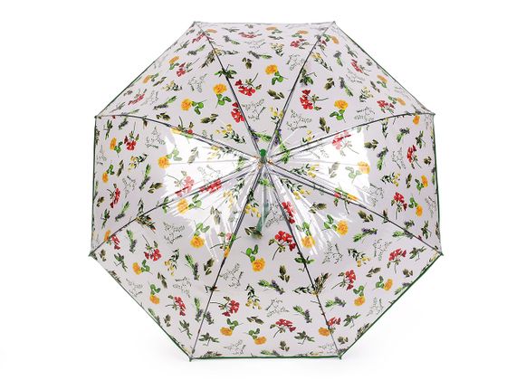 Dámsky / dievčenské priehľadný vystreľovací dáždnik lúčne kvety