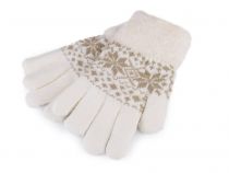Detské pletené rukavice s kožúškom, norský vzor