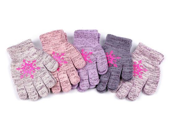 Dievčenské pletené rukavice s vločkou