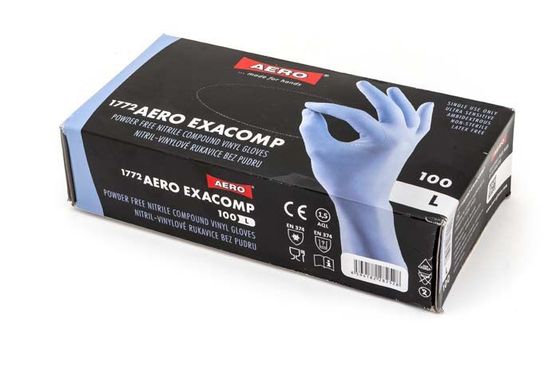 Jednorázové nitril-vinylové rukavice Aero 1772 Exacomp