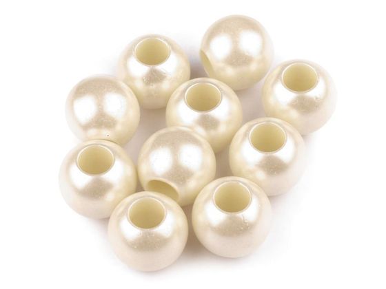 Plastové voskové koráliky / perly s veľkým prievlakom perleť 11x13 a 11x15 mm
