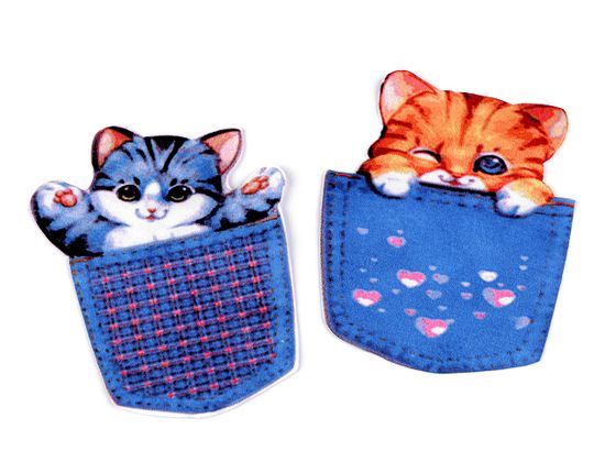 Textilná aplikácia / nášivka mačka v kapsičke 9,5x8,5 cm